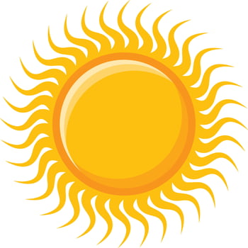 Yellow sun illustration. Sunshine icon. Sun flat icon isolated on transparent background vector