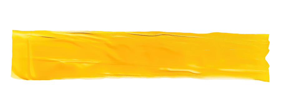 Piece of yellow adhesive tape isolated on transparent background png