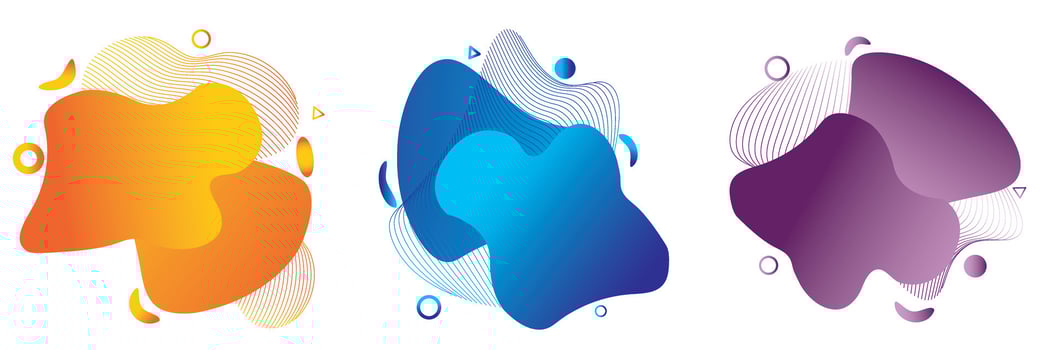 Abstract liquid shape. Set of modern graphic elements. Fluid dynamical colored forms banner vector