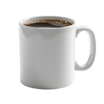 Hot Coffee in White Mug Morning Drink Caffeine Breakfast Beverage png