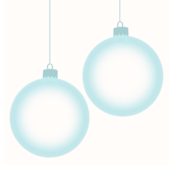 Two Blue Christmas baubles hanging on a string, on a white background png