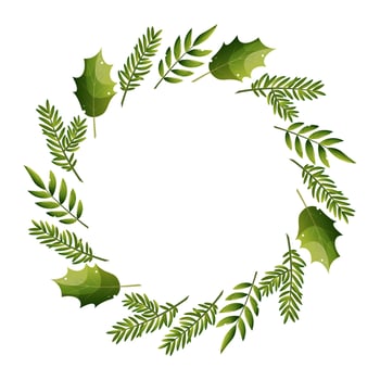 Winter Christmas wreath with holly, mistletoe, pine and fir branches. Design for Holidays invitation card, poster, banner, greeting card, postcard, packaging, print. vector