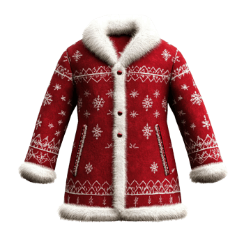 A red and white christmas coat with snowflakes on it png
