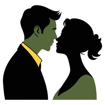 Abstract modern young couple portrait silhouette Fashion minimal trendy people face in flat style vector