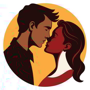 Abstract modern young couple portrait silhouette Fashion minimal trendy people face in flat style vector