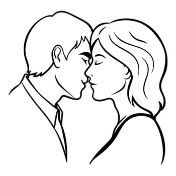 Abstract modern young couple portrait silhouette Fashion minimal trendy people face in flat style vector