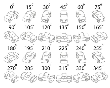 A set of 24 pickups from different angles. vector