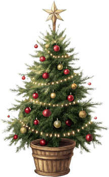 Radiant Christmas Tree Clipart for Stylish Holiday Themes. . png