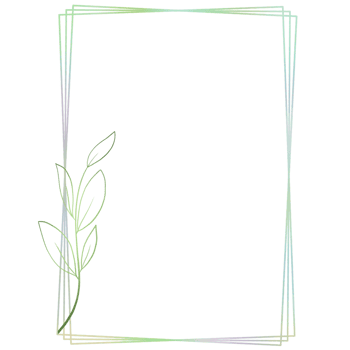 Green rectangle frame with a green leaf outline png