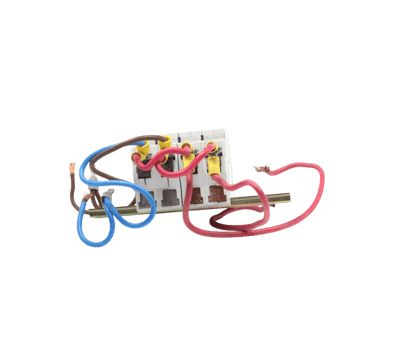A small electrical box with wires and a red and blue wire png