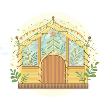 illustration of spring house with flower vector