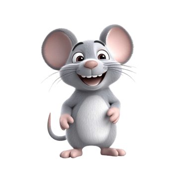 Whimsical 3D Cartoon Mouse Perfect for Animations and Creative Designs png