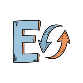 Doodle Illustration of Letter E for exchange vector