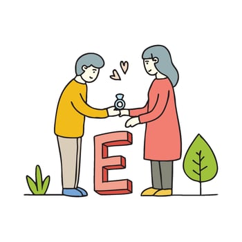Doodle Illustration of Letter E for engagement vector