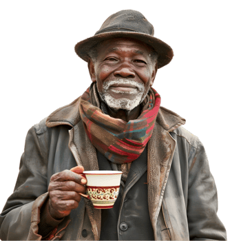 A man holding a coffee cup png