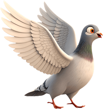 Delightful Cartoon Pigeon Showing Playful Emotions Clipart. . png