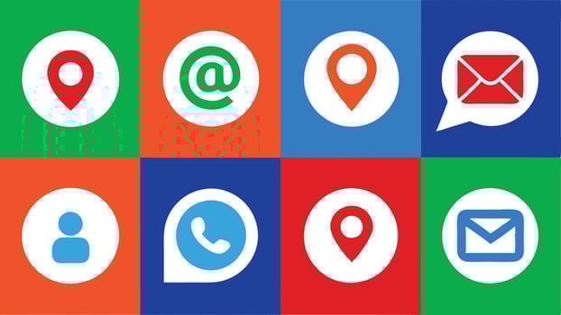 Contact us icon set.Contact and Communication Icons.Set of Communication icon.Set of Socia vector