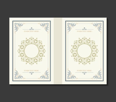 Ornamental book cover design template vector