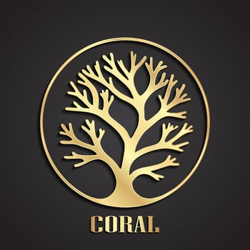 coral 3d gold logo design in circle vector