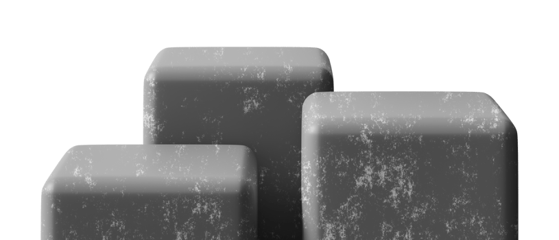 Group of three concrete podiums on transparent background. Front view. Mock up for product display. Cut out pedestal or platform. Empty scene. Stage, showcase for advertising png