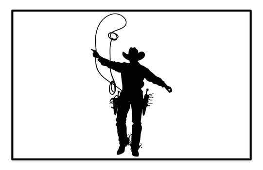 Young Boy Rodeo Practice Silhouette - Roping Dummy Illustration vector