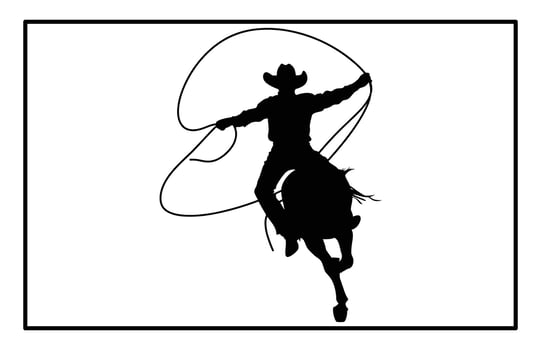 Rodeo Training Silhouette - Boy Roping Dummy Clipart vector