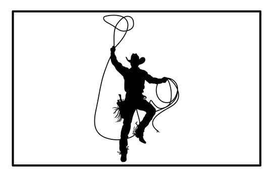 Cowboy Roping Practice Silhouette - Rodeo Dummy Illustration vector