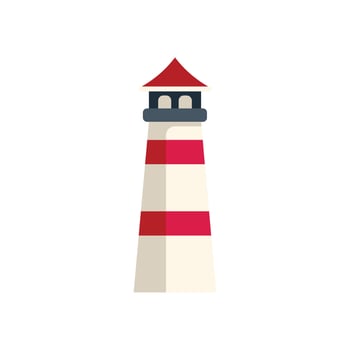 Classic striped lighthouse guiding ships at sea vector