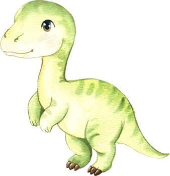Handdrawn dinosuar cartoon watercolor png