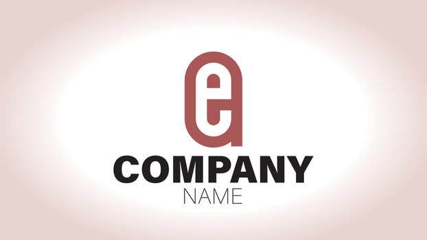The letter e logo design with a red and white background vector