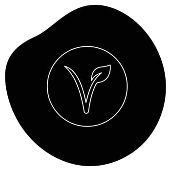 A black and white logo with a leaf on it vector