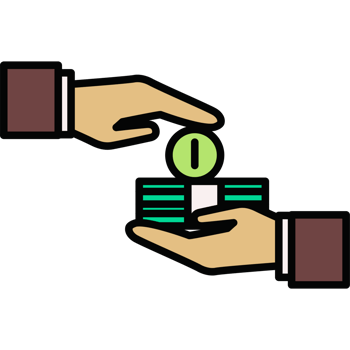 Two hands are holding a green coin png