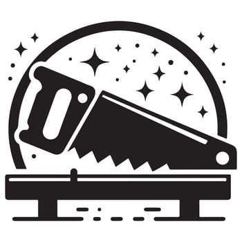 Hand Saw with Wood Plank Icon for Carpentry and DIY Projects vector