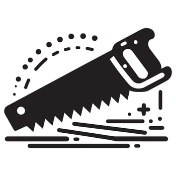 Hand Saw Cutting Wood Icon Illustration vector