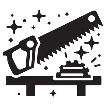 Hand Saw Wood Cutting Icon on White Background vector
