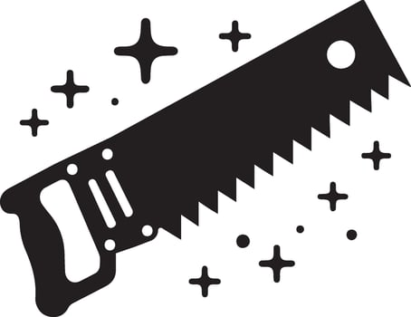 Clean Hand Saw Icon with sparkling on white background vector