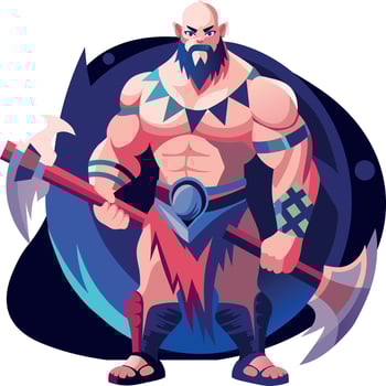 Ninja character in fighting pose, flat illustration vector