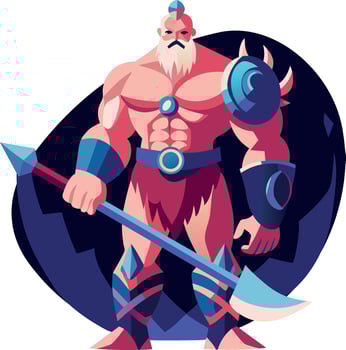 A flat illustration of brave swordsman vector