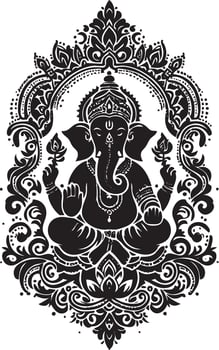 The indian elephant in ornate pattern vector