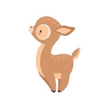 Cute Baby Deer, Adorable Forest Fawn Animal side View Illustration vector