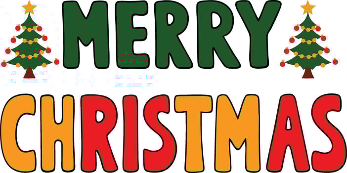 Merry Christmas Festive Holiday Greetings Xmas Trees Decorations vector