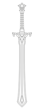 Longsword Line Drawing. Saber Blade Art. Ancient Weapon Tattoo Illustration. png