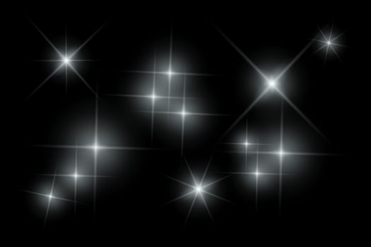 Silver sparkle lights, sunlight lens flare, glowing ray beams, sparkling starsicon vector