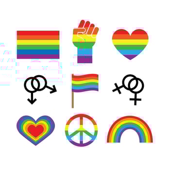 Set of flat cartoon lgbt lgbtq symbol icon vector