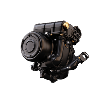 Motorcycle engine with black components on transparent background png