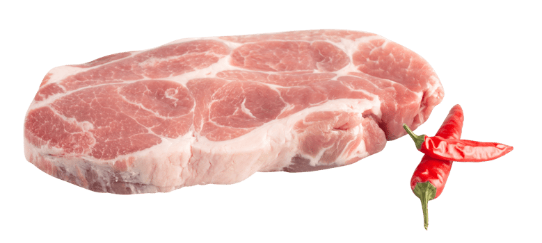 Pieces of fresh pork with fat inserted cut out isolated transparent background png