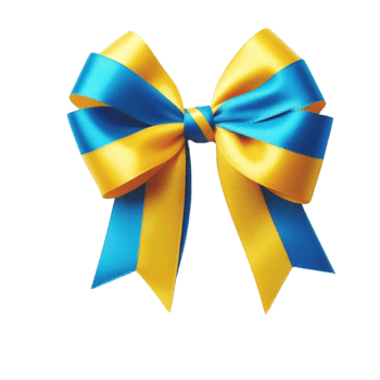 a blue and yellow bow on a transparent background png