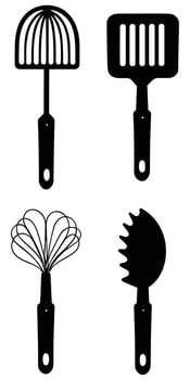 Big Hand-Drawn Collection of Kitchen Utensils Isolated on White Background vector