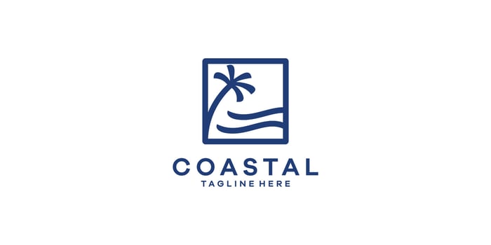 logo design coastal,vacation,beach,waves,palm,logo design ,icon,symbol,idea,creative. vector