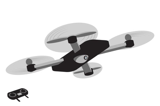 Flying drone with a camera. illustration in flat style. vector